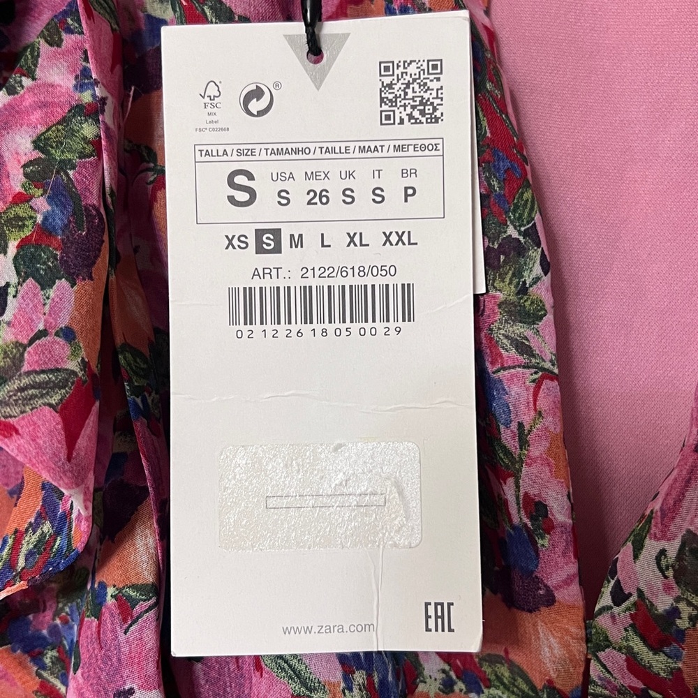 Zara Floral Ruffle Mini Dress size small NEW - Picture 3 of 5